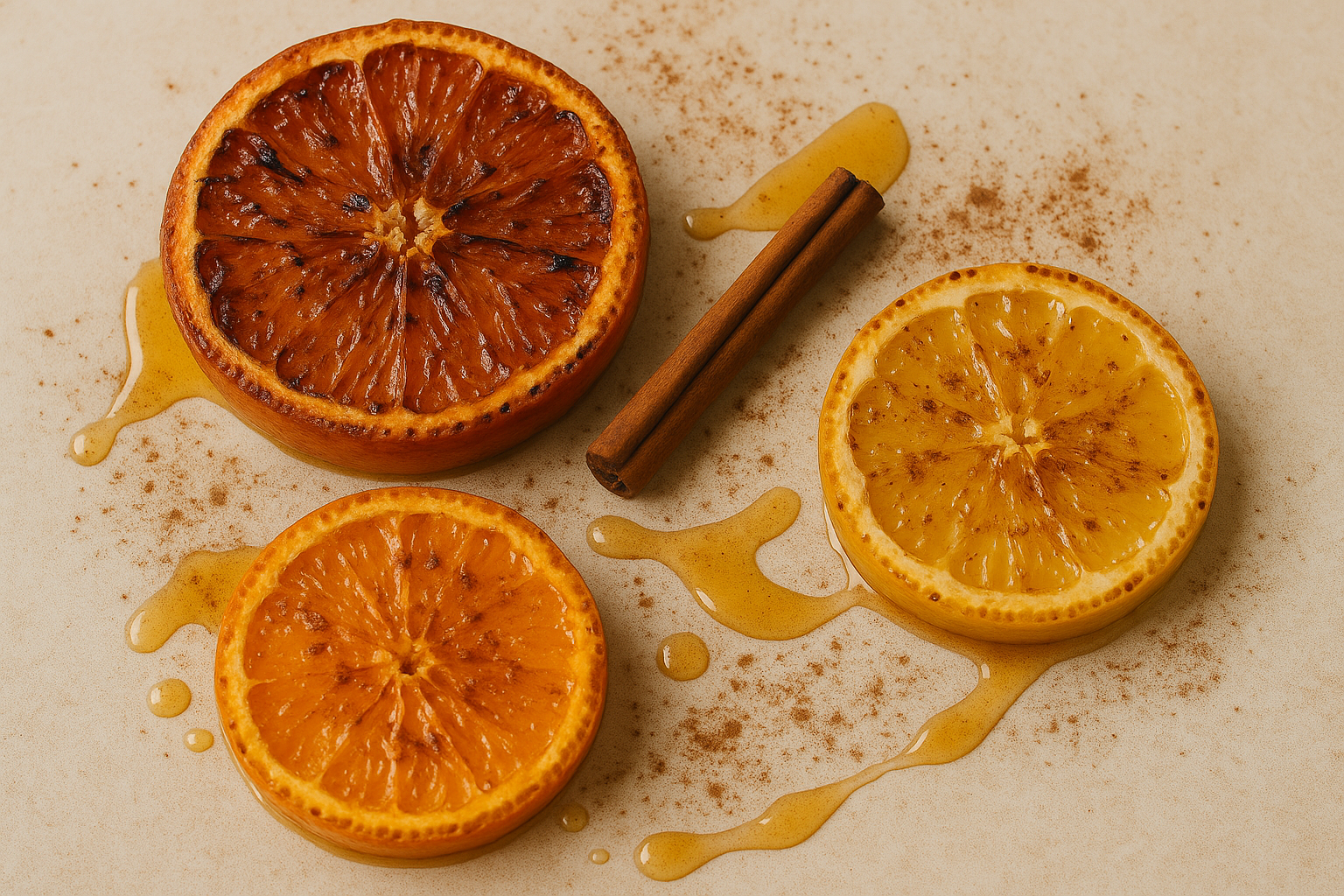 CITRICOS ASADOS CON CANELA Y MIEL